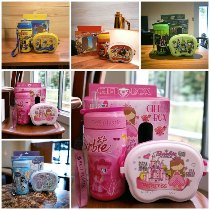 2 in 1 Kids Water Bottle and Lunch Box With Gift Box Packing
