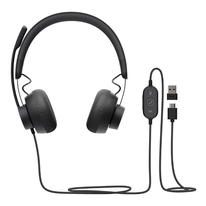 Logitech Zone Wired USB-C Headset with USB-A Adapter