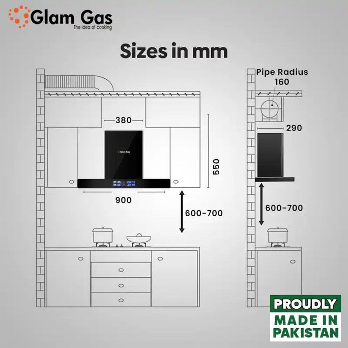 Glam Gas Thunder-12 T-Shaped Range Hood With Official Warranty
