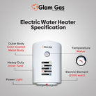 Glam Gas EWH Series Electric Water Heater With Official Warranty