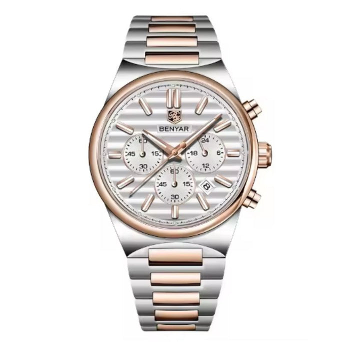 Benyar 5214 Alpha Date Chronograph Edition Stainless Steel Strap Men Watch