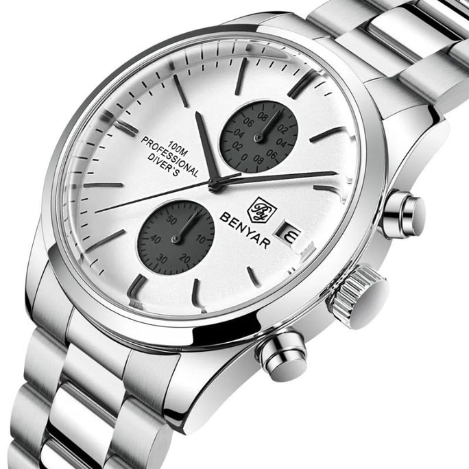 Benyar BY-5187 Insider Chronograph Edition Stainless Steel Strap Men Watch