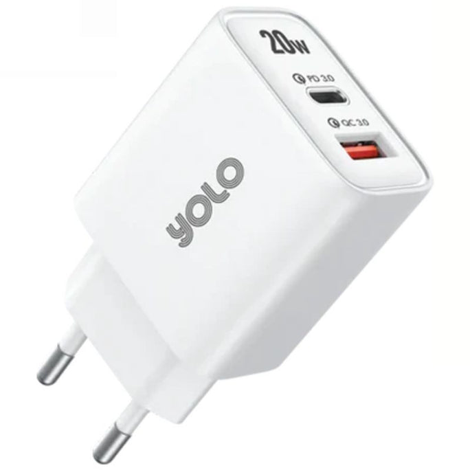 Yolo Y-201 Dual Port 20W Fast Charger With 100 CM Type A to Type C Cable