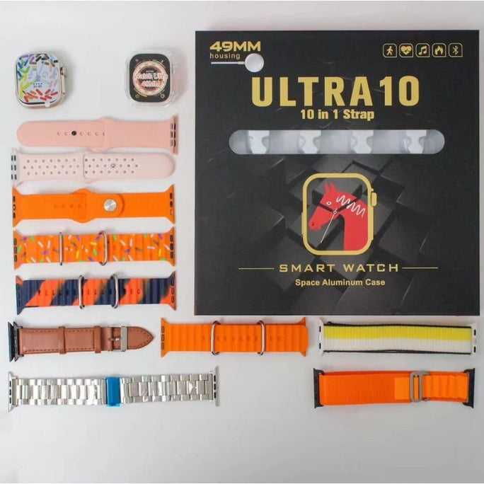 Ultra 10 Smart Watch 10 In 1 Straps jelly Case Multi Color Straps & Wireless Charging