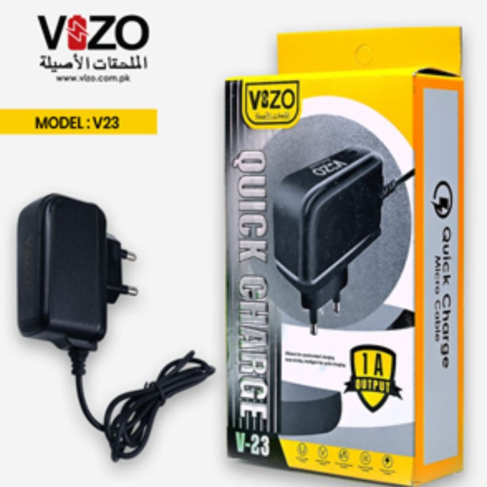 Vizo V23 Simple USB Charger with Built-in Micro Cable