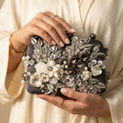Milli Legacy Velvet Floral Evening Clutch For Women