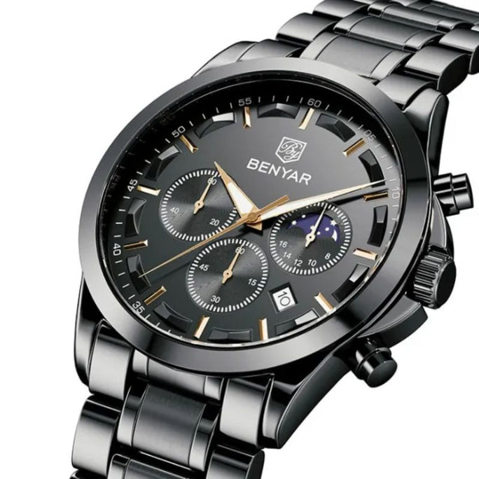 Benyar BY-5160 Moonphase Chronograph Stainless Steel Strap Men Watch