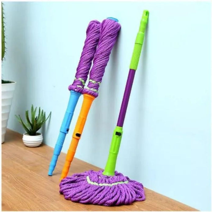 Easy Self-Wringing 360 Degree Twist Mop with Microfiber Heads Random Color