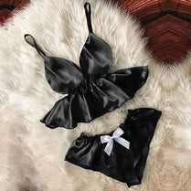 Bihaam Nighty For Girls Women V-Neck Stretchable Cami Bowknot Shorts Comfy Sleepwear Sexy Nightwear Nighty Set For Women (BI-014)