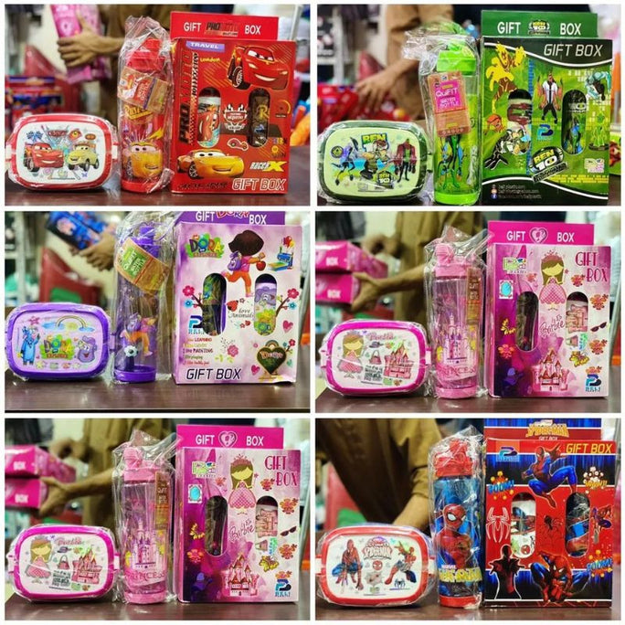 2 in 1 Kids Water Bottle and Lunch Box With Gift Box Packing