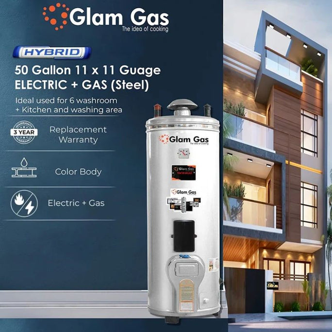 Glam Gas 11x11 Gauge Water Heater Geyser 50 Gallon Stainless Steel With Official Warranty