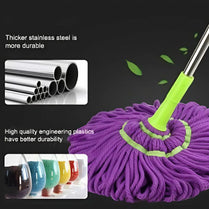 Easy Self-Wringing 360 Degree Twist Mop with Microfiber Heads Random Color