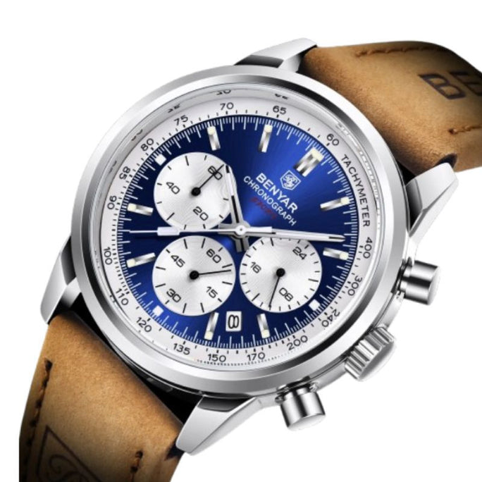 Benyar BY-5188 Chronograph Speed Timer Leather Strap Men Watch