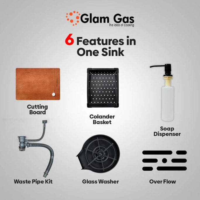 Glam Gas Life Style OBL BK Built In Sink