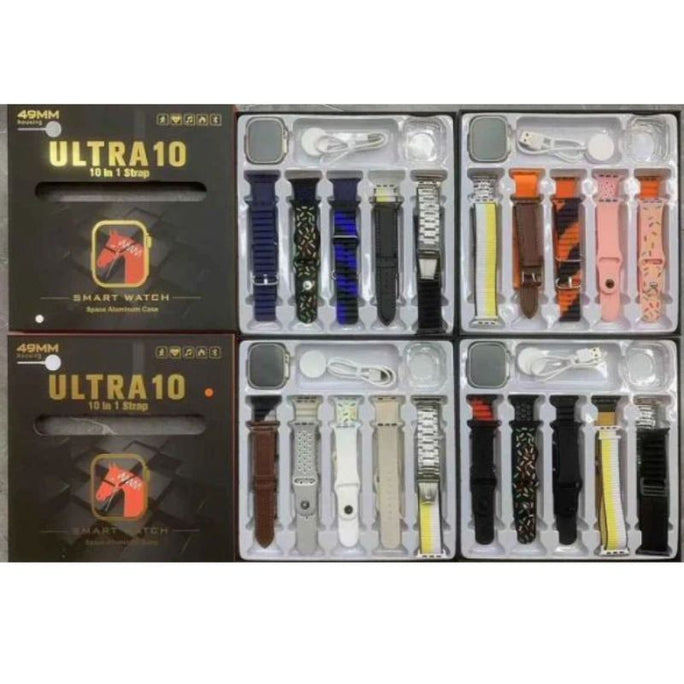 Ultra 10 Smart Watch 10 In 1 Straps jelly Case Multi Color Straps & Wireless Charging