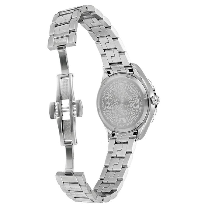 Versace V12020015 Women’s Quartz Swiss Made Silver Stainless Steel Black Dial 35mm