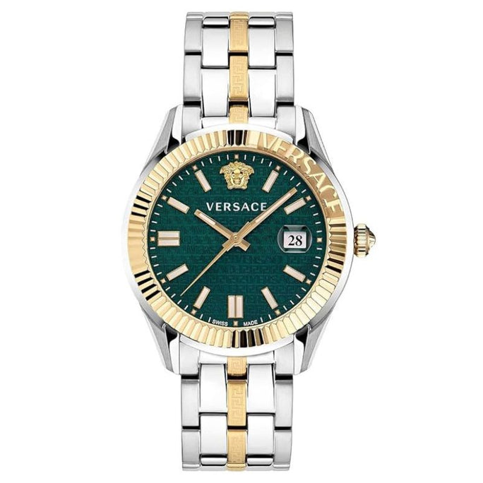 Versace VE3K00422 Men’s Quartz Swiss Made Two Tone Stainless Steel Green Dial 41mm