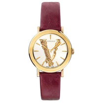 Versace VEHC00219 Women’s Quartz Swiss Made Maroon Leather Strap White Dial 36mm