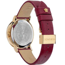 Versace VEHC00219 Women’s Quartz Swiss Made Maroon Leather Strap White Dial 36mm