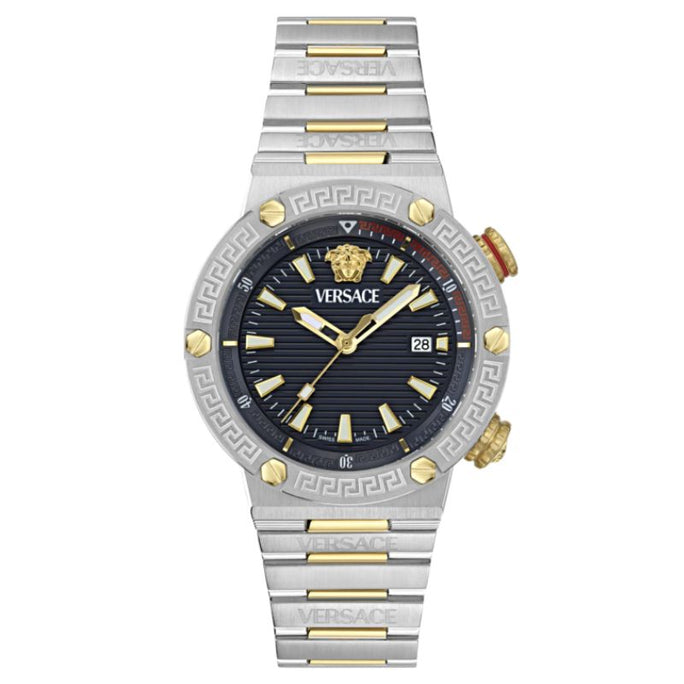 Versace VE8G00424 Men’s Quartz Swiss Made Two-tone Stainless Steel Black Dial 43mm